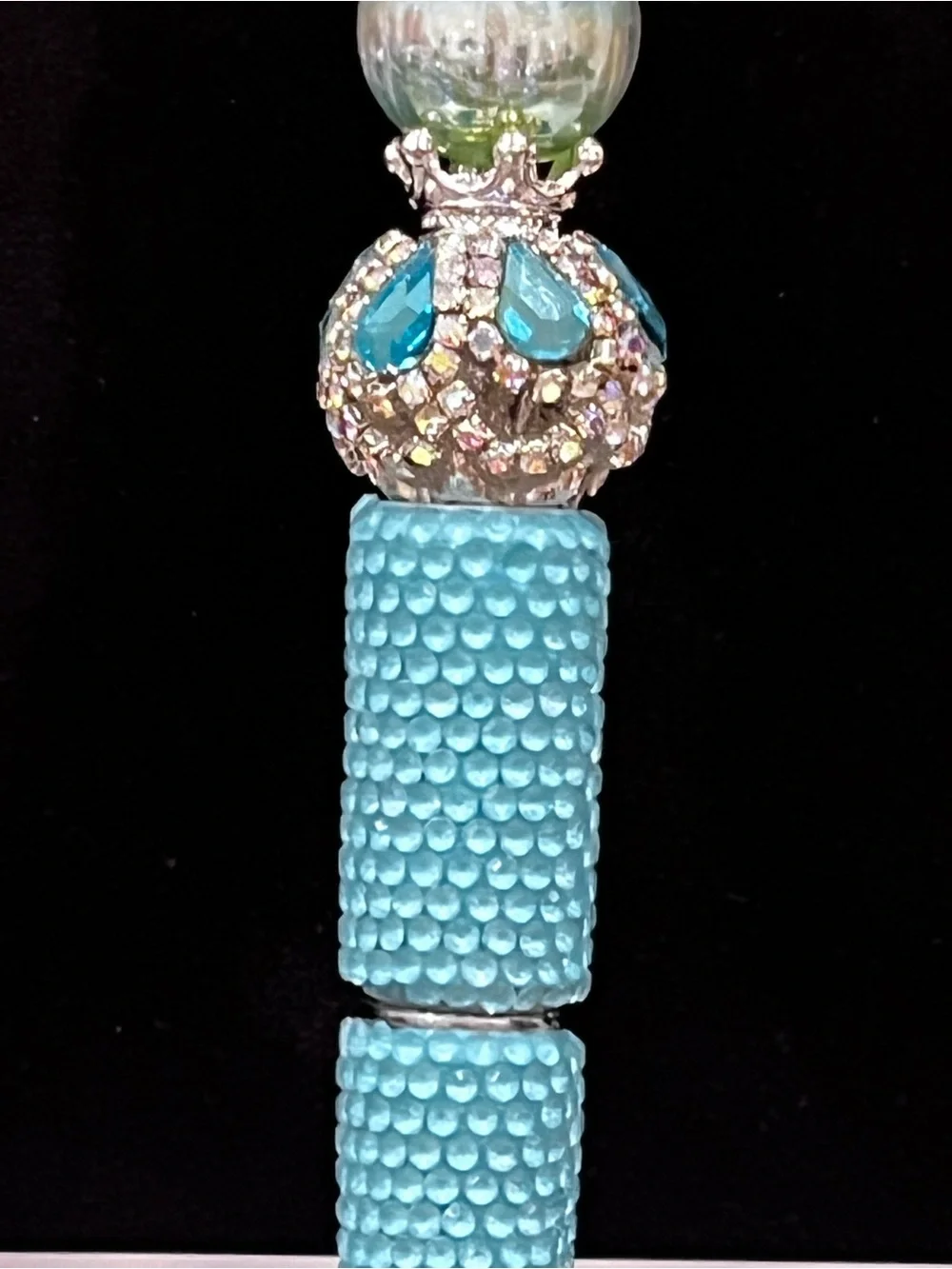 Very rare designer inspired Tiffany blue focal fancy beaded pen